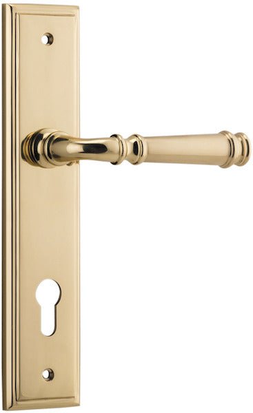 Verona Lever - Stepped Backplate - Ella Grace - Iver - Polished Brass - Door Levers